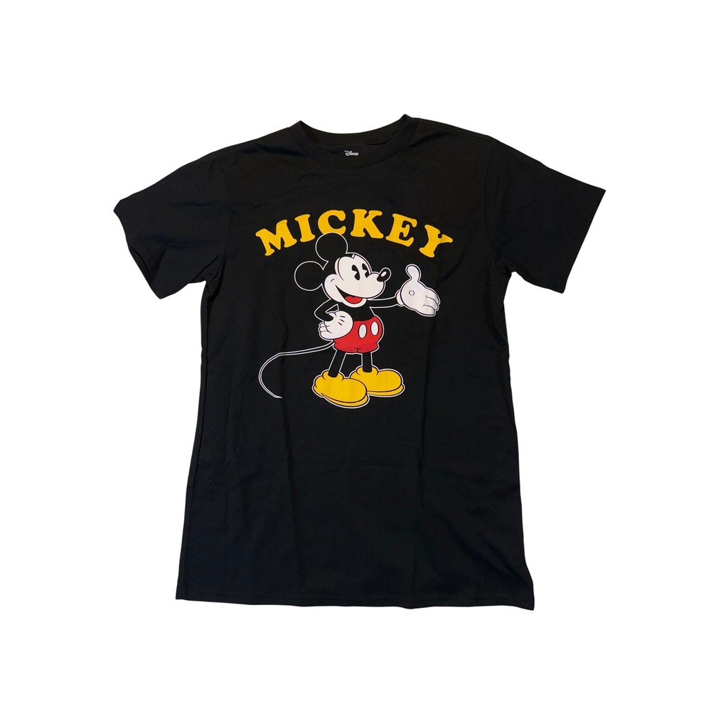 Disney Mickey Mouse Graphic T-Shirt Black Short Sleeve Crewneck Medium